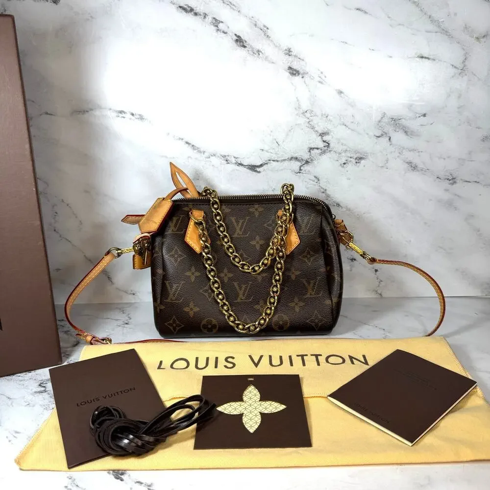 Louis Vuitton Chain Speedy 20 Bag Monogram Bandouliere Shoulder Purse Rare LV